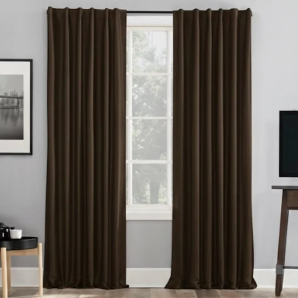 Sun Zero Faux Dupioni Silk Thermal Blackout Back Tab Curtain  50